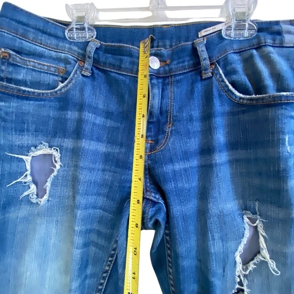 Zara Ripped Raw Stretchy Medium Rise Relaxed Straight Leg Distressed Jeans SZ 26 - Picture 10 of 10